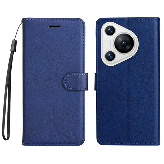 KT Leather Series-2 for Huawei Pura 70 Case Flip Folio Leather Cell Phone Cover Card Holder - Blue