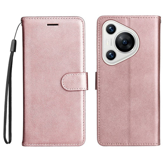 KT Leather Series-2 for Huawei Pura 70 Case Flip Folio Leather Cell Phone Cover Card Holder - Rose Gold