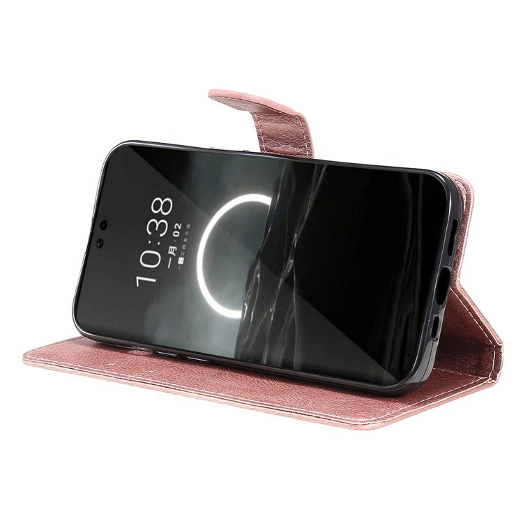 KT Leather Series-2 for Huawei Pura 70 Case Flip Folio Leather Cell Phone Cover Card Holder - Rose Gold