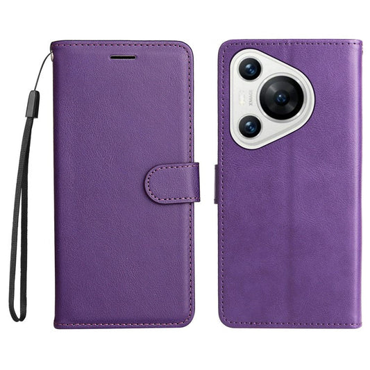 KT Leather Series-2 for Huawei Pura 70 Case Flip Folio Leather Cell Phone Cover Card Holder - Purple
