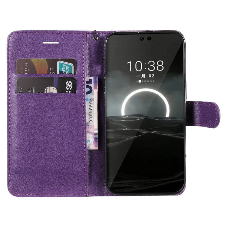 KT Leather Series-2 for Huawei Pura 70 Case Flip Folio Leather Cell Phone Cover Card Holder - Purple