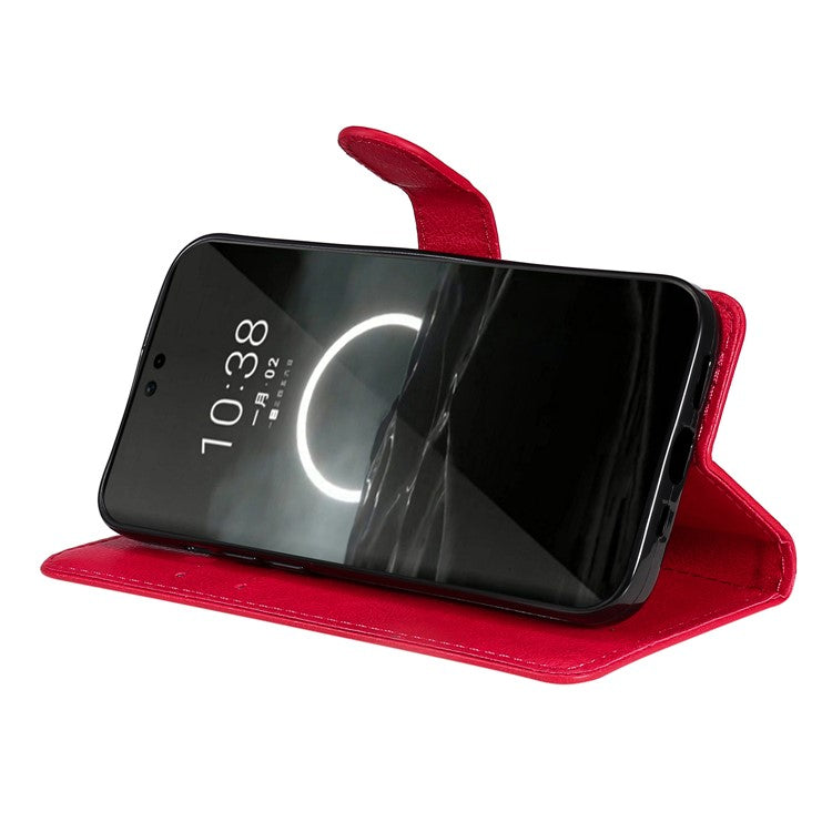 KT Leather Series-2 for Huawei Pura 70 Case Flip Folio Leather Cell Phone Cover Card Holder - Red