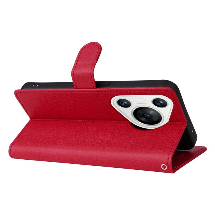 KT Leather Series-2 for Huawei Pura 70 Case Flip Folio Leather Cell Phone Cover Card Holder - Red
