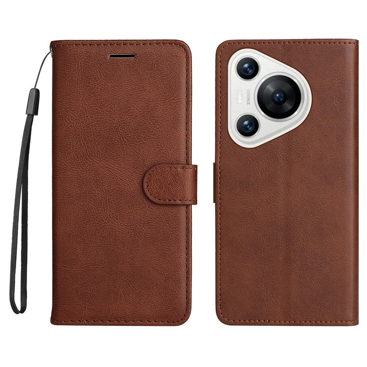 KT Leather Series-2 for Huawei Pura 70 Case Flip Folio Leather Cell Phone Cover Card Holder - Brown