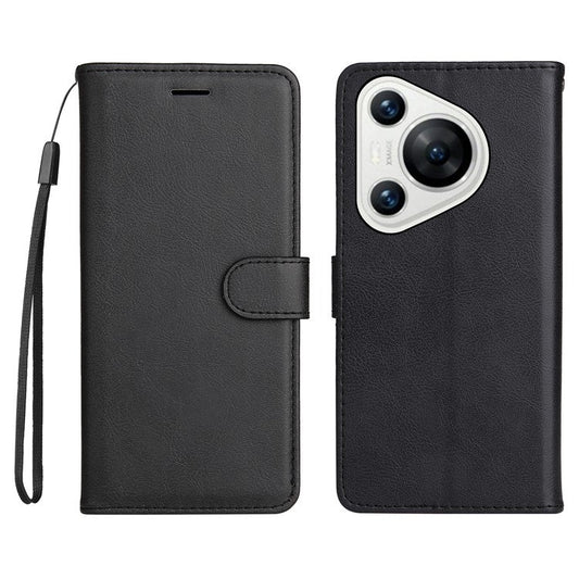 KT Leather Series-2 for Huawei Pura 70 Case Flip Folio Leather Cell Phone Cover Card Holder - Black