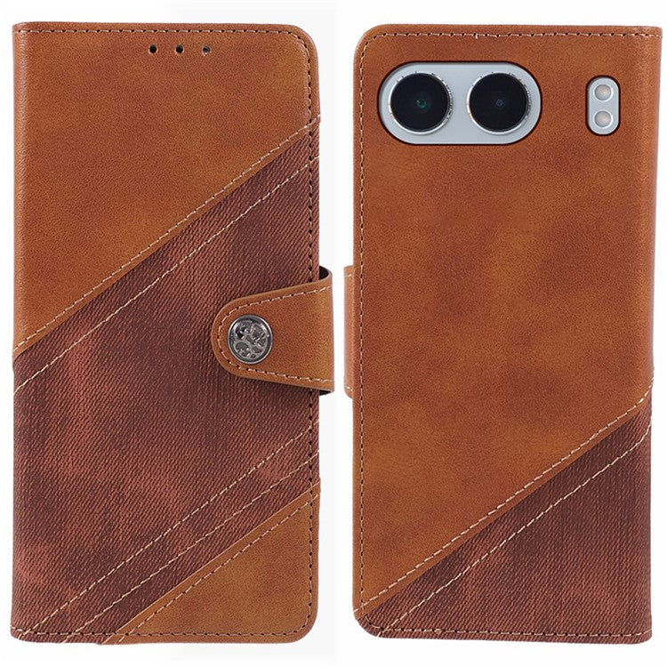 For OnePlus Nord 4 Case Leather Wallet Stand Phone Cover Texture Splicing - Brown