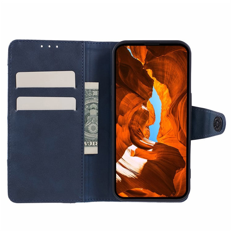 For OnePlus Nord 4 Case Leather Wallet Stand Phone Cover Texture Splicing - Dark Blue