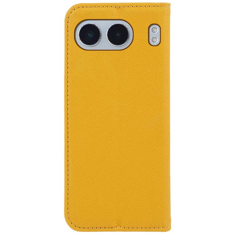 For OnePlus Nord 4 Case Leather Cross Texture Stand Phone Cover Strong Magnetic - Yellow