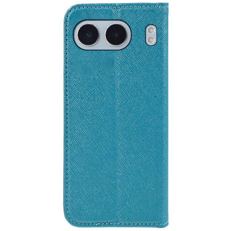 For OnePlus Nord 4 Case Leather Cross Texture Stand Phone Cover Strong Magnetic - Sky Blue