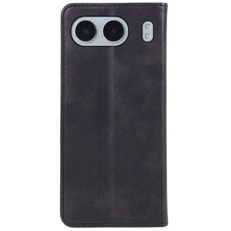 For OnePlus Nord 4 Case Wallet Leather Folio Phone Cover Magnetic Absorption Calf Texture - Black
