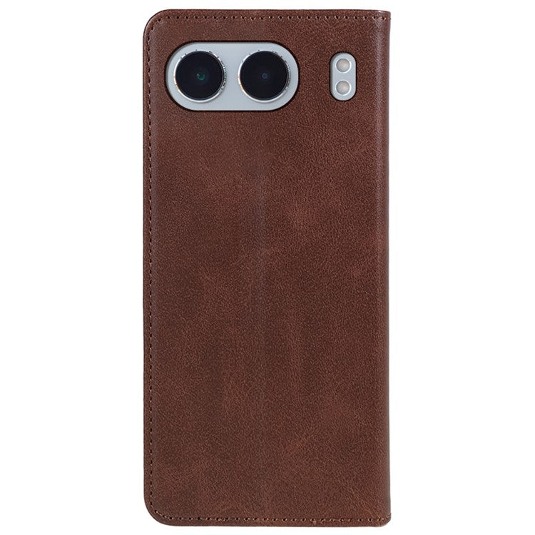 For OnePlus Nord 4 Case Wallet Leather Folio Phone Cover Magnetic Absorption Calf Texture - Brown