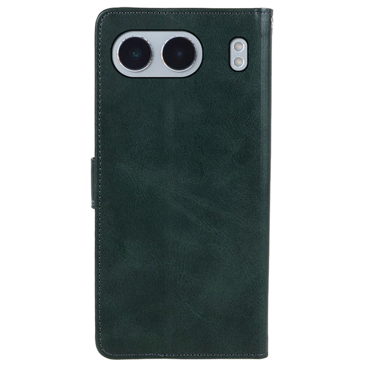 For OnePlus Nord 4 Case Card Holder Wallet PU Leather Phone Cover Calf Texture Wrist Strap - Midnight Green