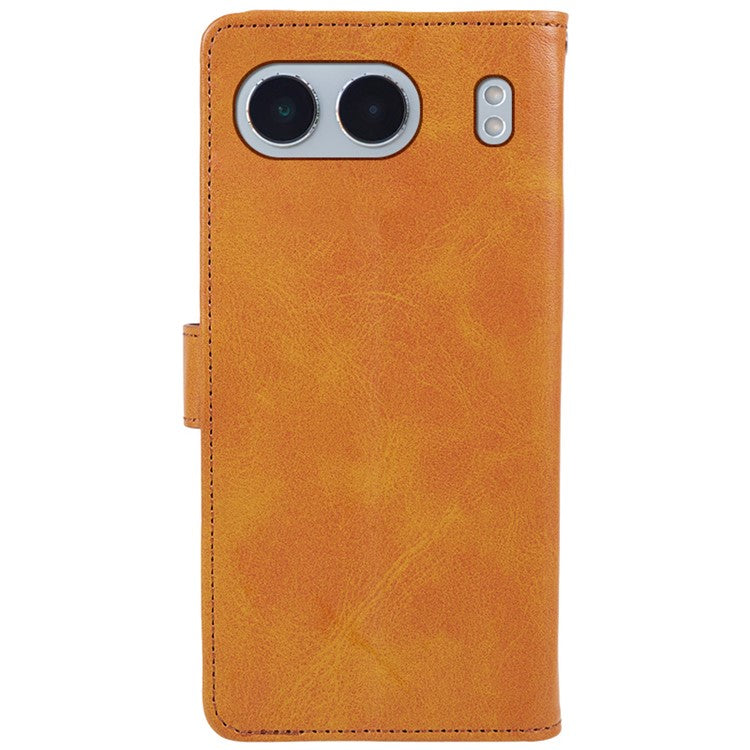 For OnePlus Nord 4 Case Card Holder Wallet PU Leather Phone Cover Calf Texture Wrist Strap - Khaki