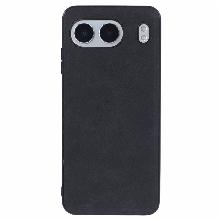 For OnePlus Nord 4 Case Leather Coated PC+TPU Retro Phone Back Cover - Black