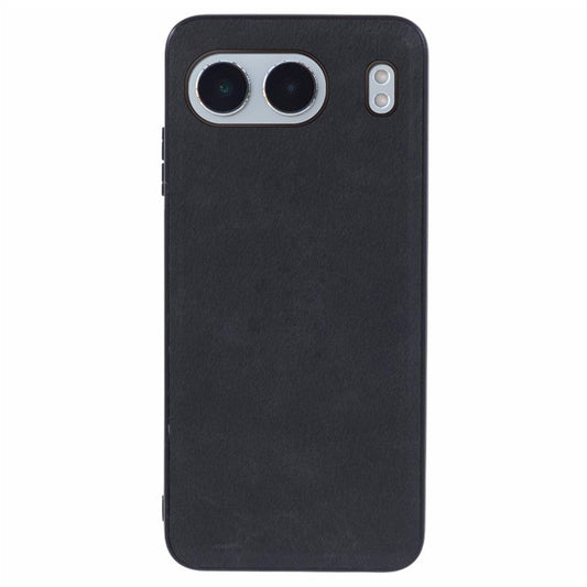 For OnePlus Nord 4 Case Leather Coated PC+TPU Retro Phone Back Cover - Black