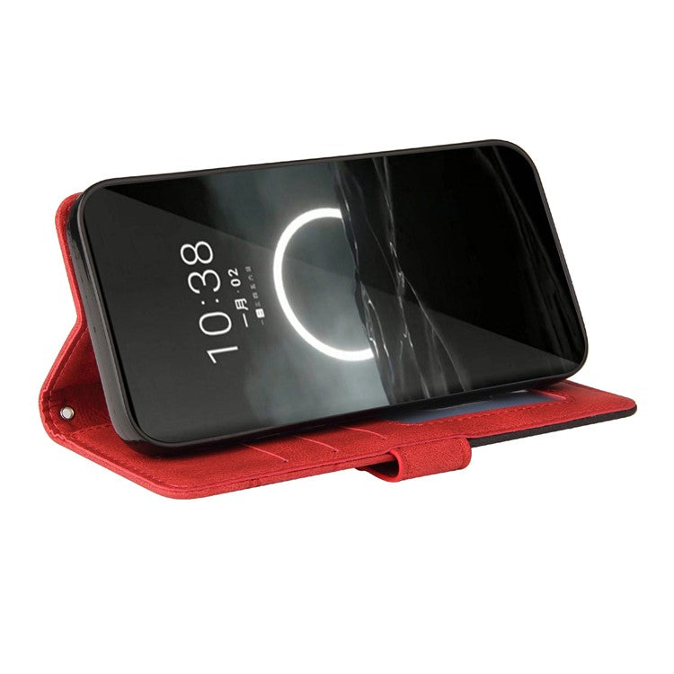 KT Leather Series-1 For Huawei Pura 70 Wallet Case Two-Color Splicing Stand Leather Phone Cover - Red