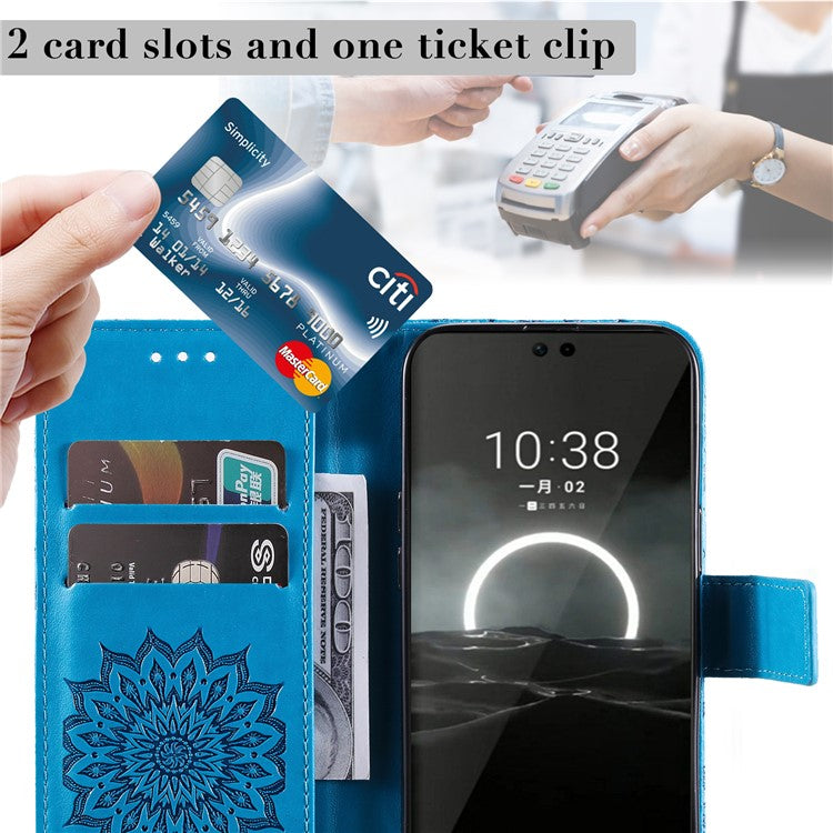 KT Imprinting Flower Series-1 For Huawei Pura 70 Case Leather Sunflower Phone Cover Stand Card Slot - Blue
