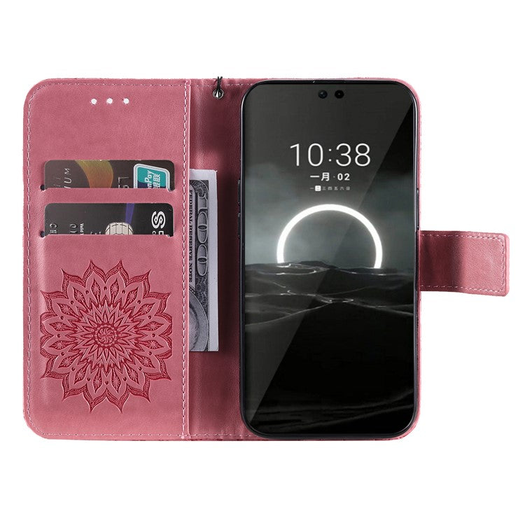 KT Imprinting Flower Series-1 For Huawei Pura 70 Case Leather Sunflower Phone Cover Stand Card Slot - Pink