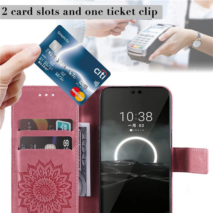 KT Imprinting Flower Series-1 For Huawei Pura 70 Case Leather Sunflower Phone Cover Stand Card Slot - Pink