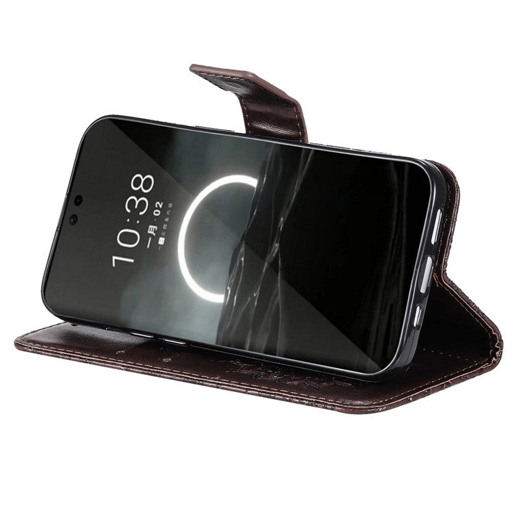 KT Imprinting Flower Series-1 For Huawei Pura 70 Case Leather Sunflower Phone Cover Stand Card Slot - Brown