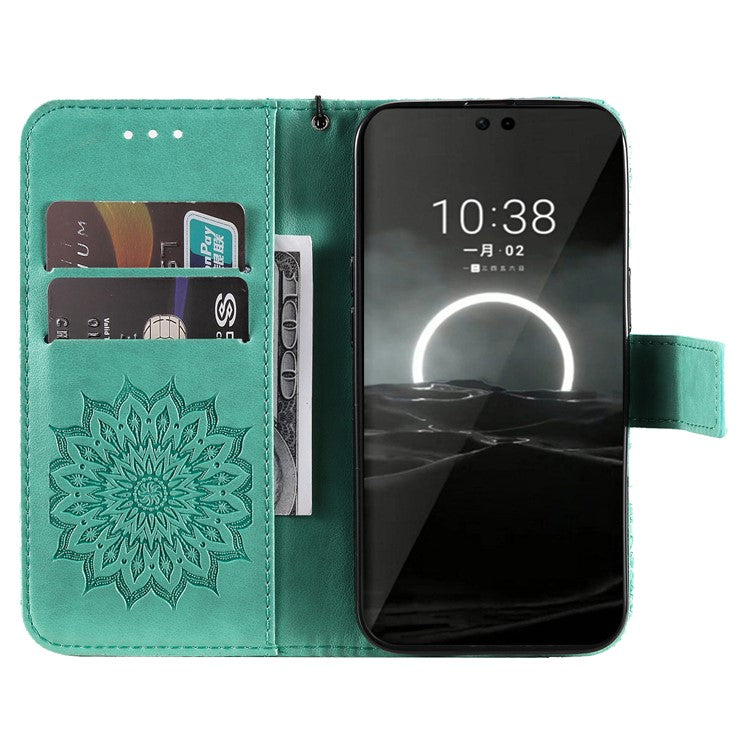 KT Imprinting Flower Series-1 For Huawei Pura 70 Case Leather Sunflower Phone Cover Stand Card Slot - Green