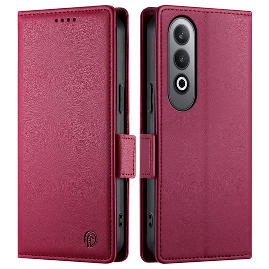DF-010 For Oppo K12 / OnePlus Nord CE4 5G Stand Case Anti-Drop PU Leather Wallet Phone Cover - Wine Red