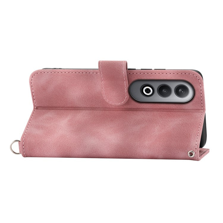 For Oppo K12 / OnePlus Nord CE4 5G Case Flower Imprint Leather Wallet Phone Cover - Pink