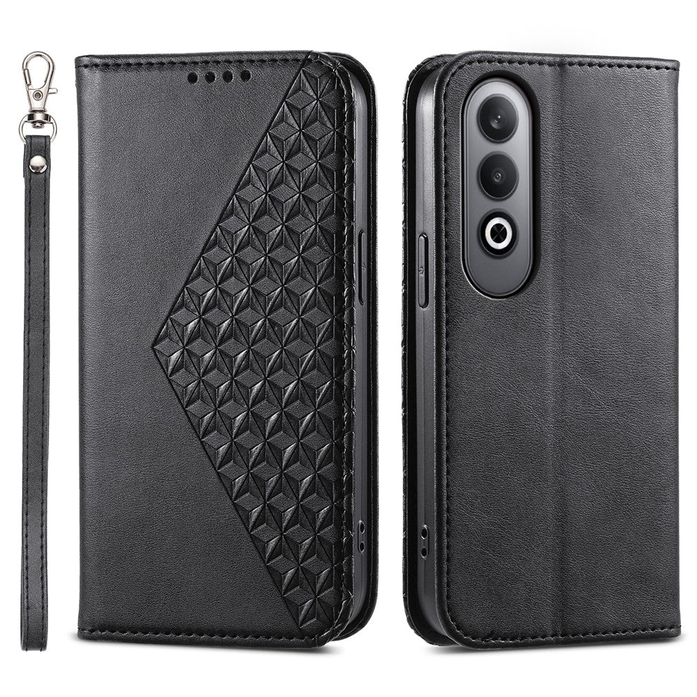 For Oppo K12 / OnePlus Nord CE4 5G Case Calf Texture PU Leather Phone Cover with Wallet - Black