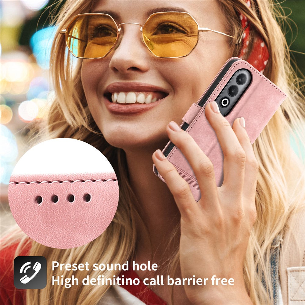 DIERFENG DF-03 For Oppo K12 / OnePlus Nord CE4 5G Wallet Case Anti-Drop Leather Phone Cover - Pink