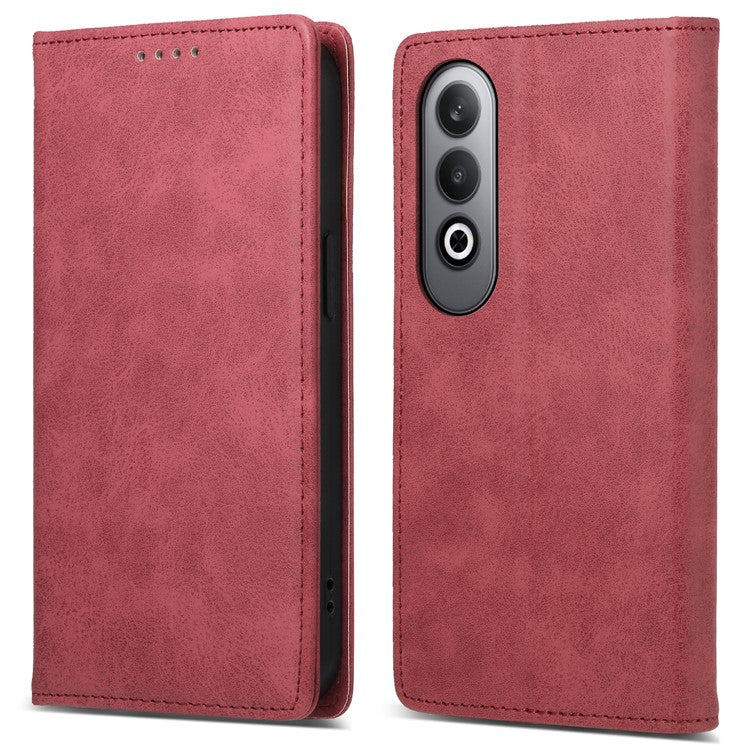DF-05 For Oppo K12 / OnePlus Nord CE4 5G Case RFID Blocking PU Leather Wallet Phone Cover - Red
