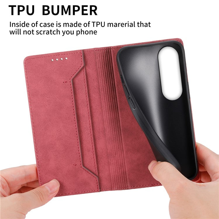 DF-05 For Oppo K12 / OnePlus Nord CE4 5G Case RFID Blocking PU Leather Wallet Phone Cover - Red