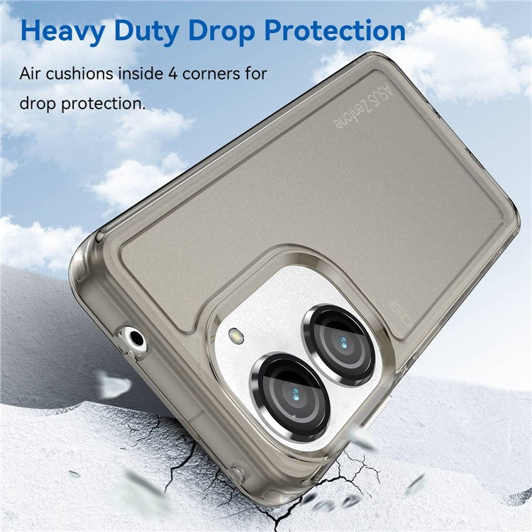 For Asus Zenfone 9 5G Candy Series Air Cushion Shock Absorption Case Soft TPU Brushed Texture Protective Cover - Transparent Grey