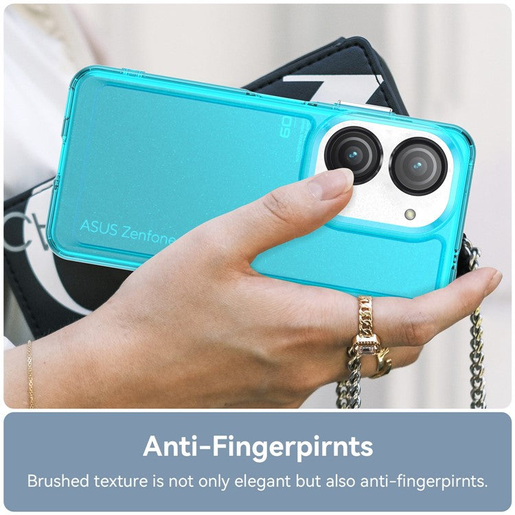 For Asus Zenfone 9 5G Candy Series Air Cushion Shock Absorption Case Soft TPU Brushed Texture Protective Cover - Transparent Blue