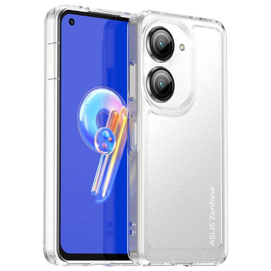 For Asus Zenfone 9 5G Candy Series Air Cushion Shock Absorption Case Soft TPU Brushed Texture Protective Cover - Transparent