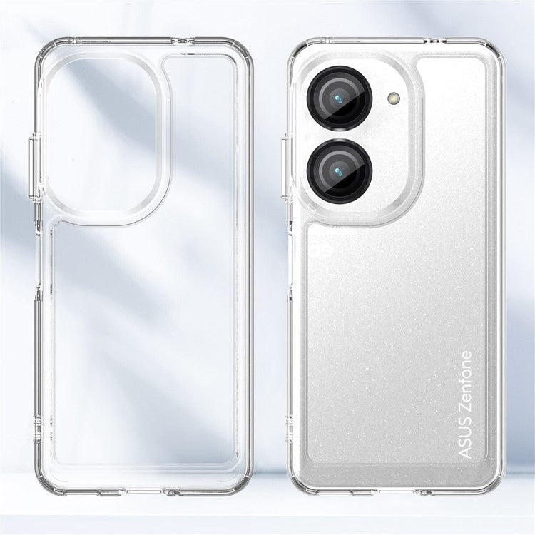 For Asus Zenfone 9 5G Candy Series Air Cushion Shock Absorption Case Soft TPU Brushed Texture Protective Cover - Transparent