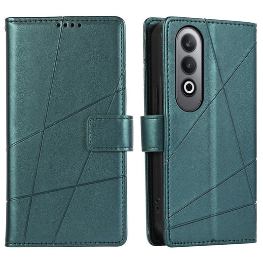 DF-06 For Oppo K12 / Nord CE4 5G Phone Case Leather Flip Wallet Cover Line Imprint - Green