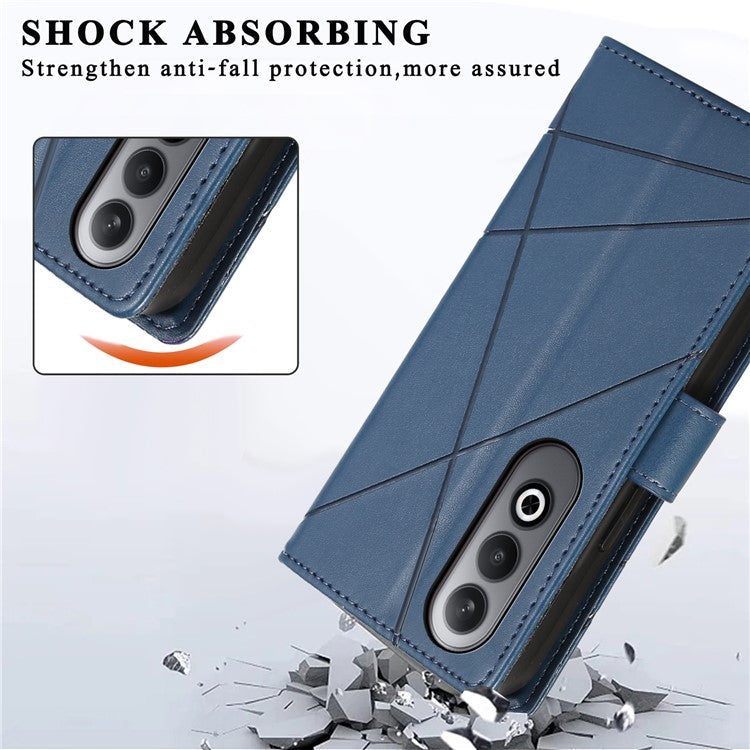 DF-06 For Oppo K12 / Nord CE4 5G Phone Case Leather Flip Wallet Cover Line Imprint - Blue