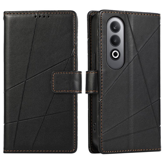 DF-06 For Oppo K12 / Nord CE4 5G Phone Case Leather Flip Wallet Cover Line Imprint - Black