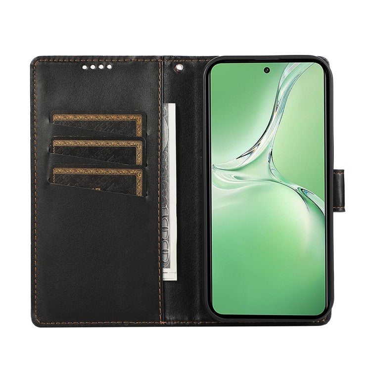 DF-06 For Oppo K12 / Nord CE4 5G Phone Case Leather Flip Wallet Cover Line Imprint - Black