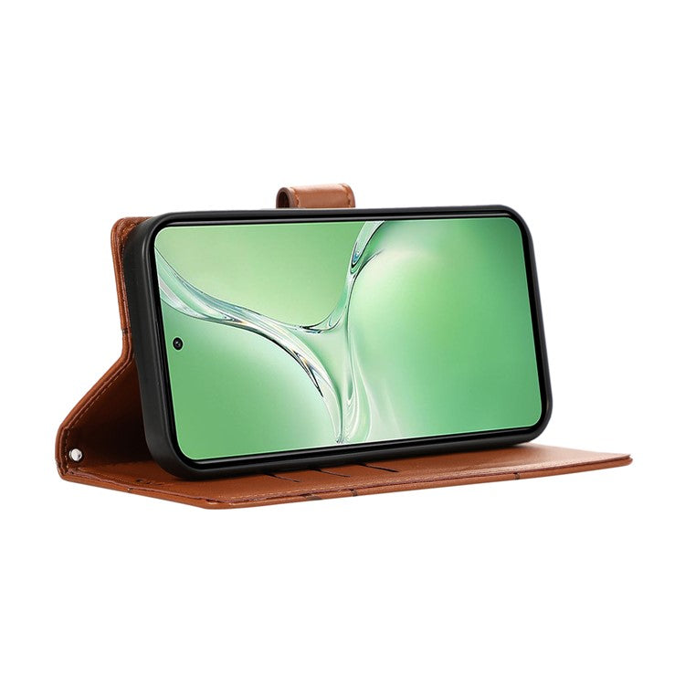 DF-06 For Oppo K12 / Nord CE4 5G Phone Case Leather Flip Wallet Cover Line Imprint - Brown
