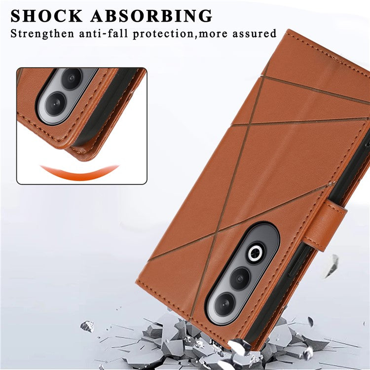 DF-06 For Oppo K12 / Nord CE4 5G Phone Case Leather Flip Wallet Cover Line Imprint - Brown
