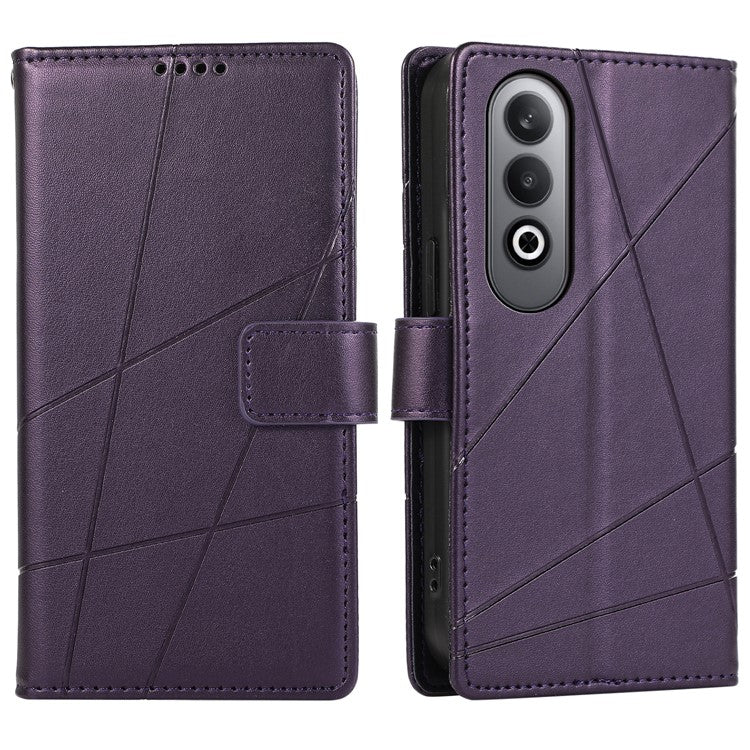 DF-06 For Oppo K12 / Nord CE4 5G Phone Case Leather Flip Wallet Cover Line Imprint - Purple