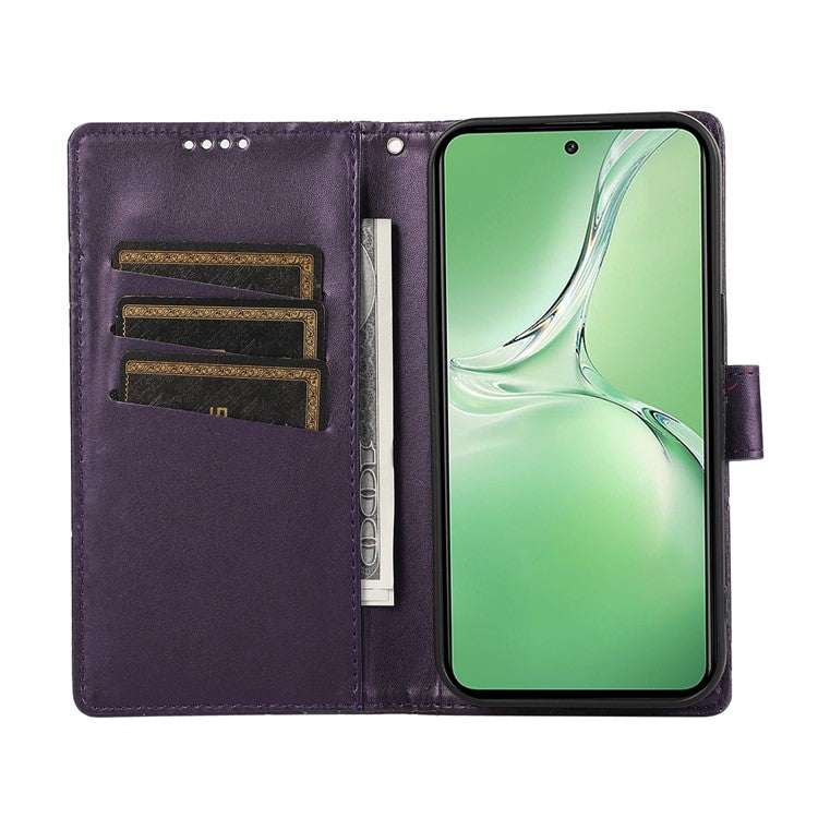 DF-06 For Oppo K12 / Nord CE4 5G Phone Case Leather Flip Wallet Cover Line Imprint - Purple