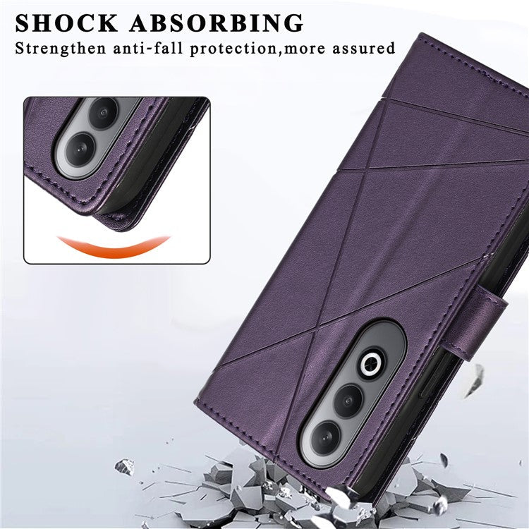 DF-06 For Oppo K12 / Nord CE4 5G Phone Case Leather Flip Wallet Cover Line Imprint - Purple