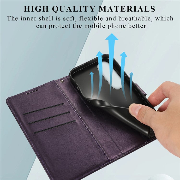 DF-06 For Oppo K12 / Nord CE4 5G Phone Case Leather Flip Wallet Cover Line Imprint - Purple