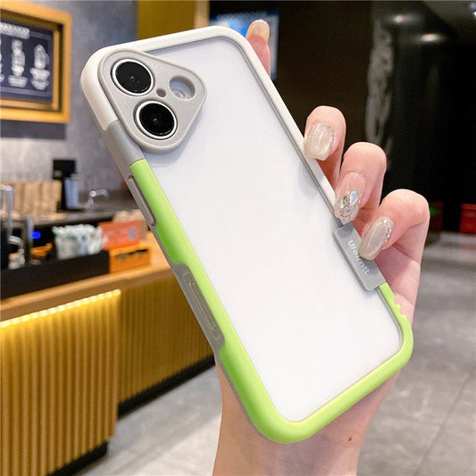 WOLMTT For iPhone 16 Plus Case PC+TPU Transparent Phone Cover Dual Color Frame Aesthetic Design - Yellow+White