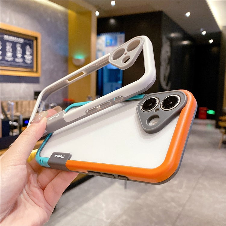 WOLMTT For iPhone 16 Plus Case PC+TPU Transparent Phone Cover Dual Color Frame Aesthetic Design - Yellow+White