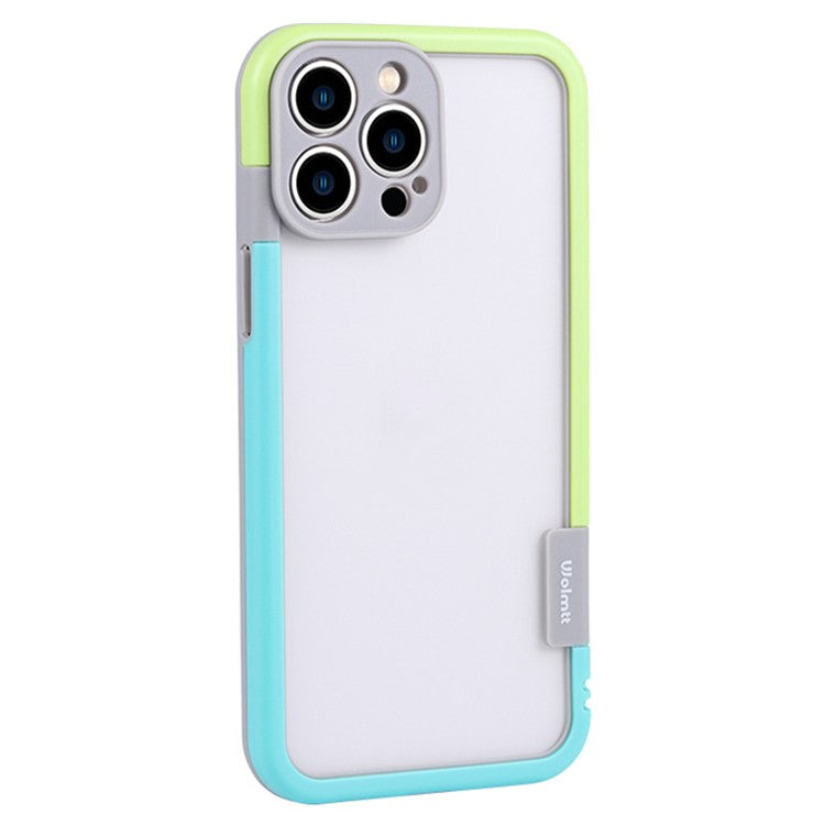 WOLMTT For iPhone 16 Pro Case Color Frame PC+TPU Clear Phone Cover - Blue+Yellow