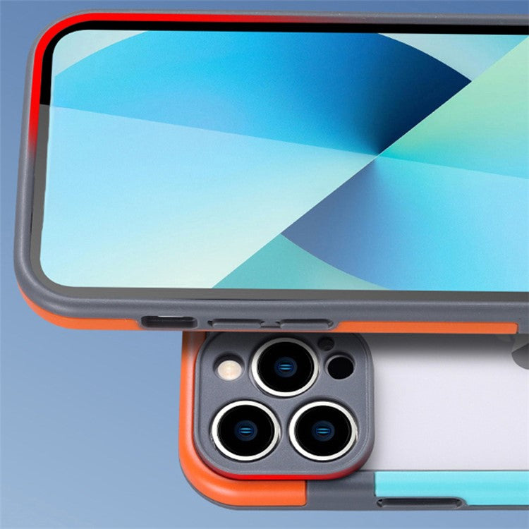 WOLMTT For iPhone 16 Pro Case Color Frame PC+TPU Clear Phone Cover - Blue+Yellow