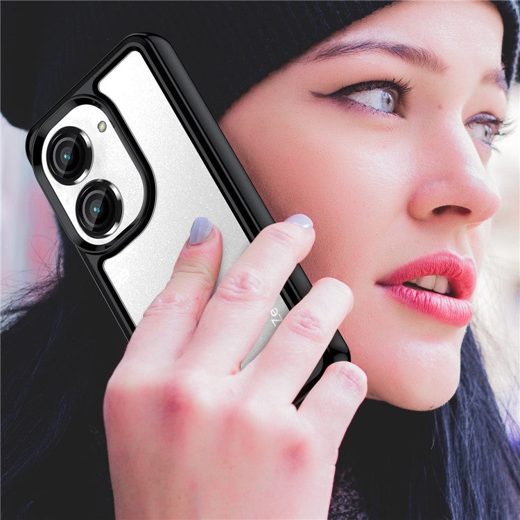 For Asus Zenfone 9 5G / 10 5G TPU + Acrylic Clear Back Phone Protective Case Anti-drop Anti-scratch Back Cover - Black